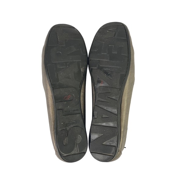 Stuart Weitzman Zwick Moccasin Loafer Flat Shoes Pewter Gray Shimmer Buckle 8.5M - Picture 10 of 11